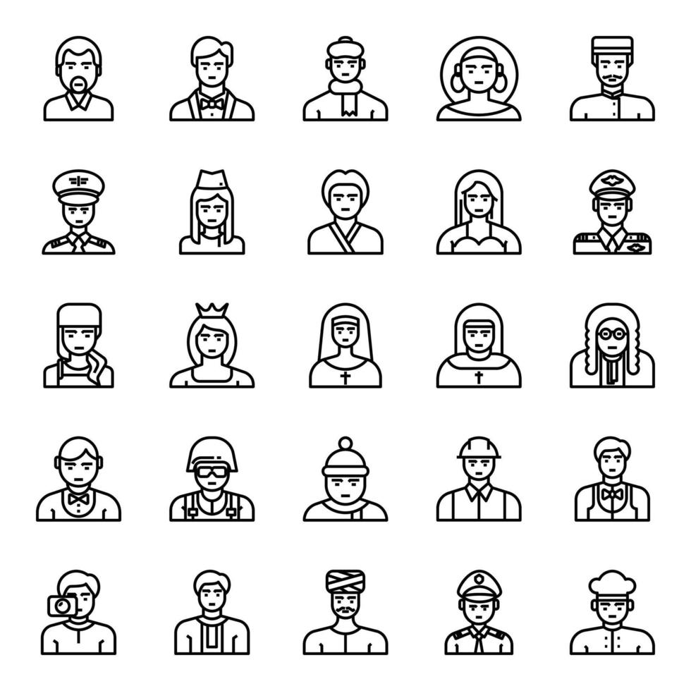 Outline icons for Professions. vector