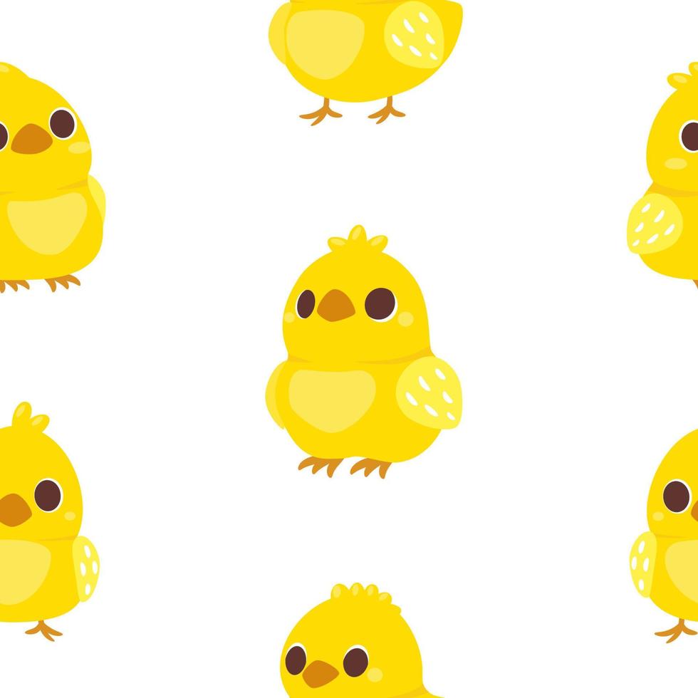 Vector seamless pattern with cute chickens on white background. Illustration for children used for magazine, book, poster, card, web pages.