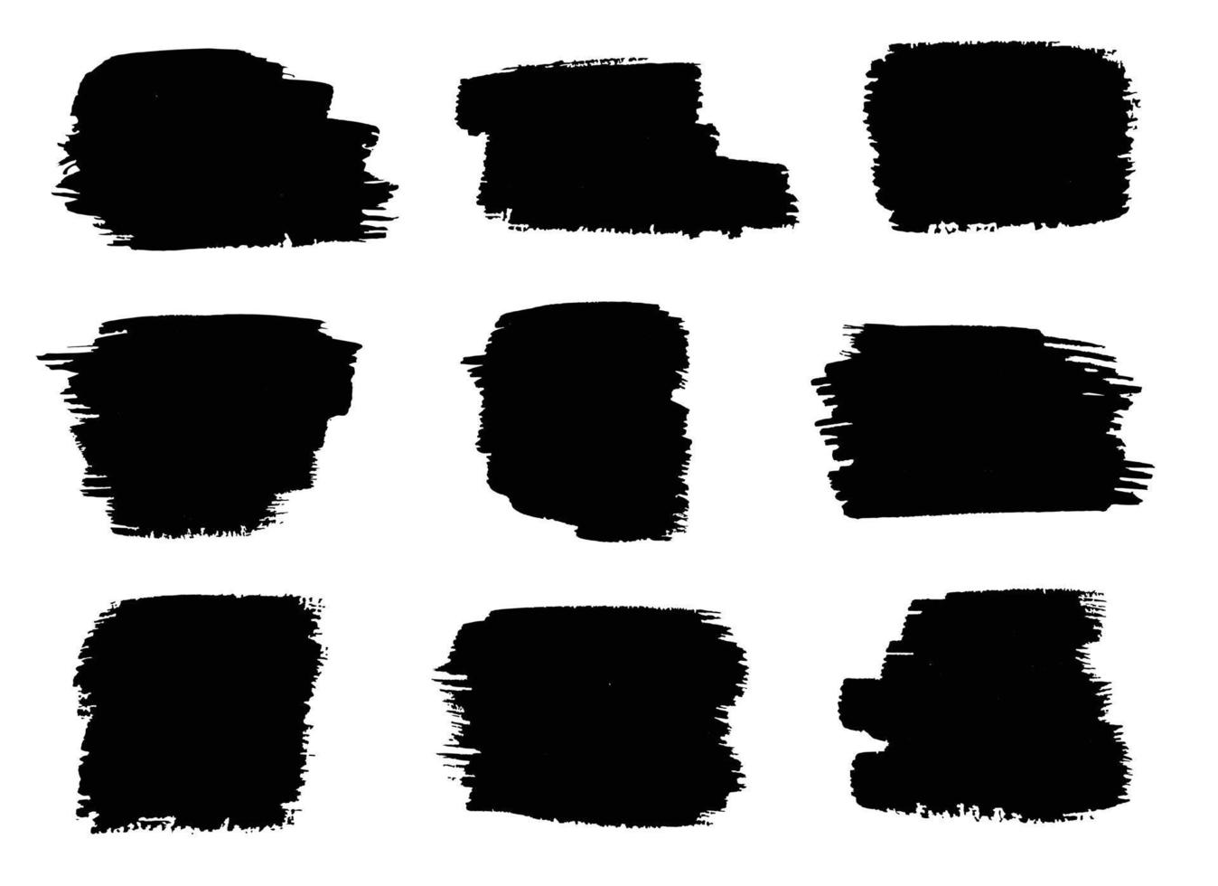 Set of grunge paintbrush. Ink stroke brush. Vector illustration