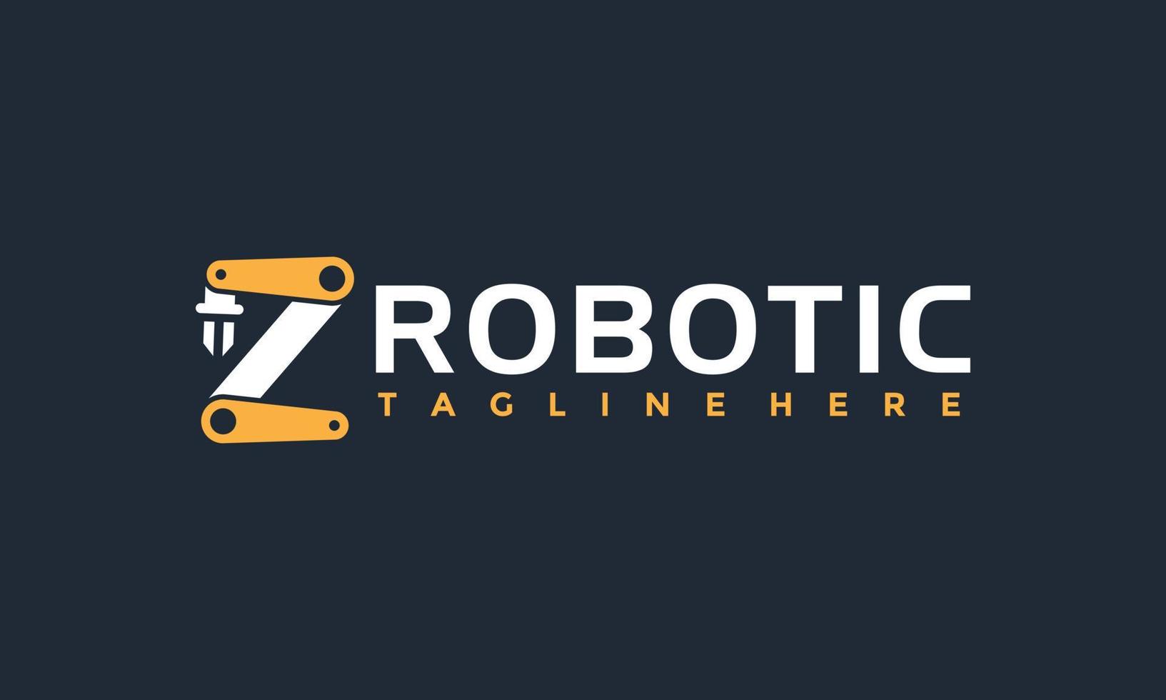 inicial z robot brazo logo vector