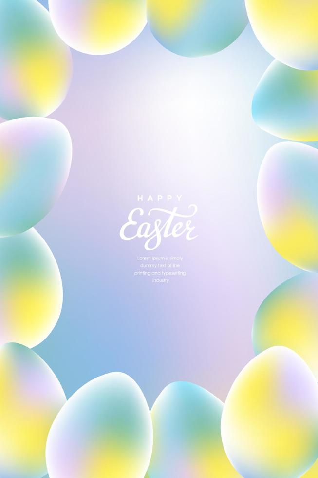 Happy easter gradient decoration background. Easter elements decoration frame for event, invitation, background and banner design. Vector illustration.