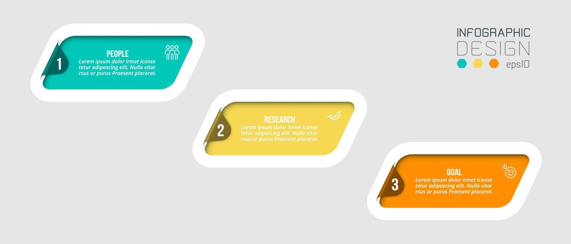 concepto de negocio de plantilla infográfica con paso. vector