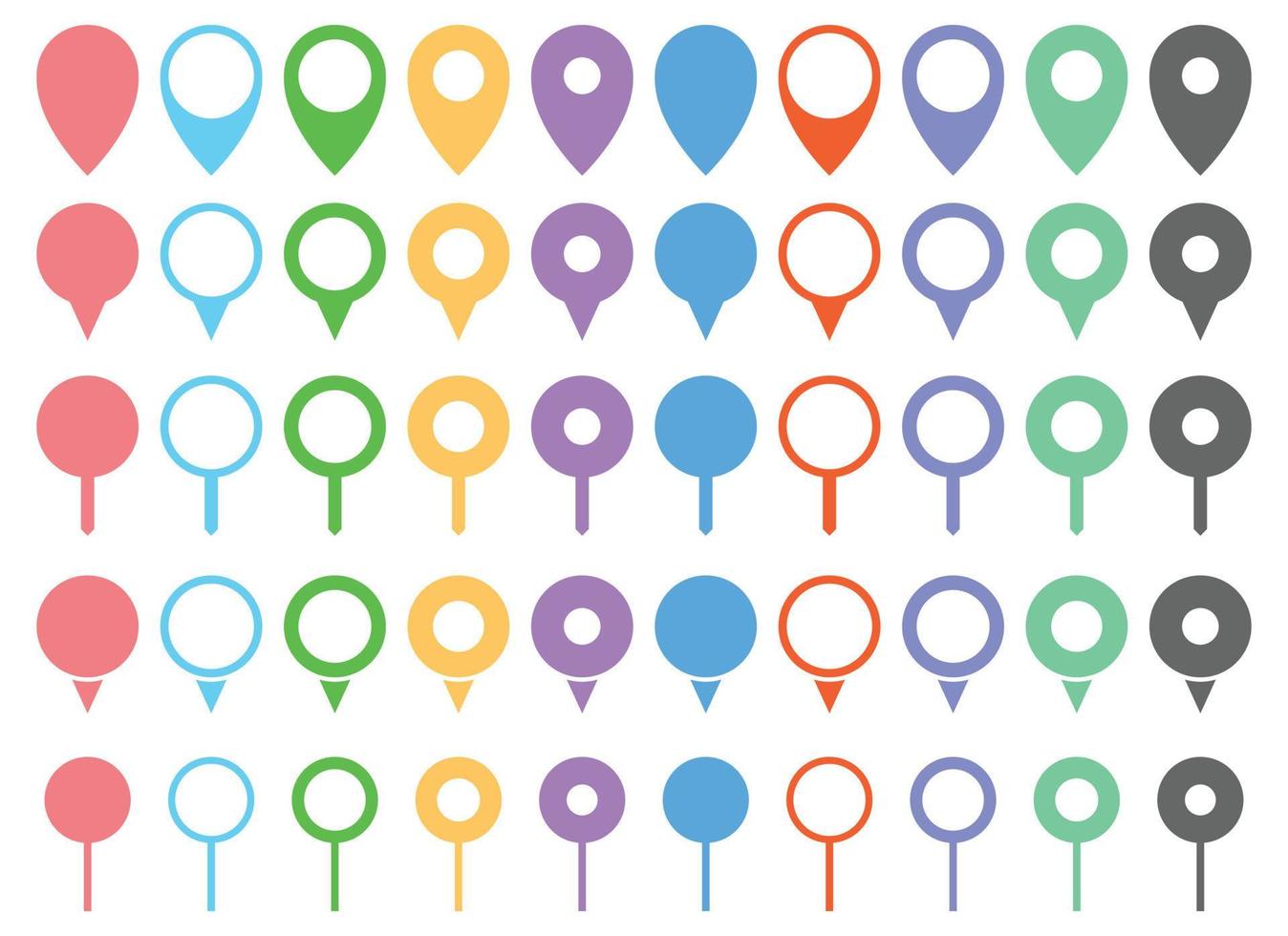 Location pointer pin icon vector set. GPS location pin