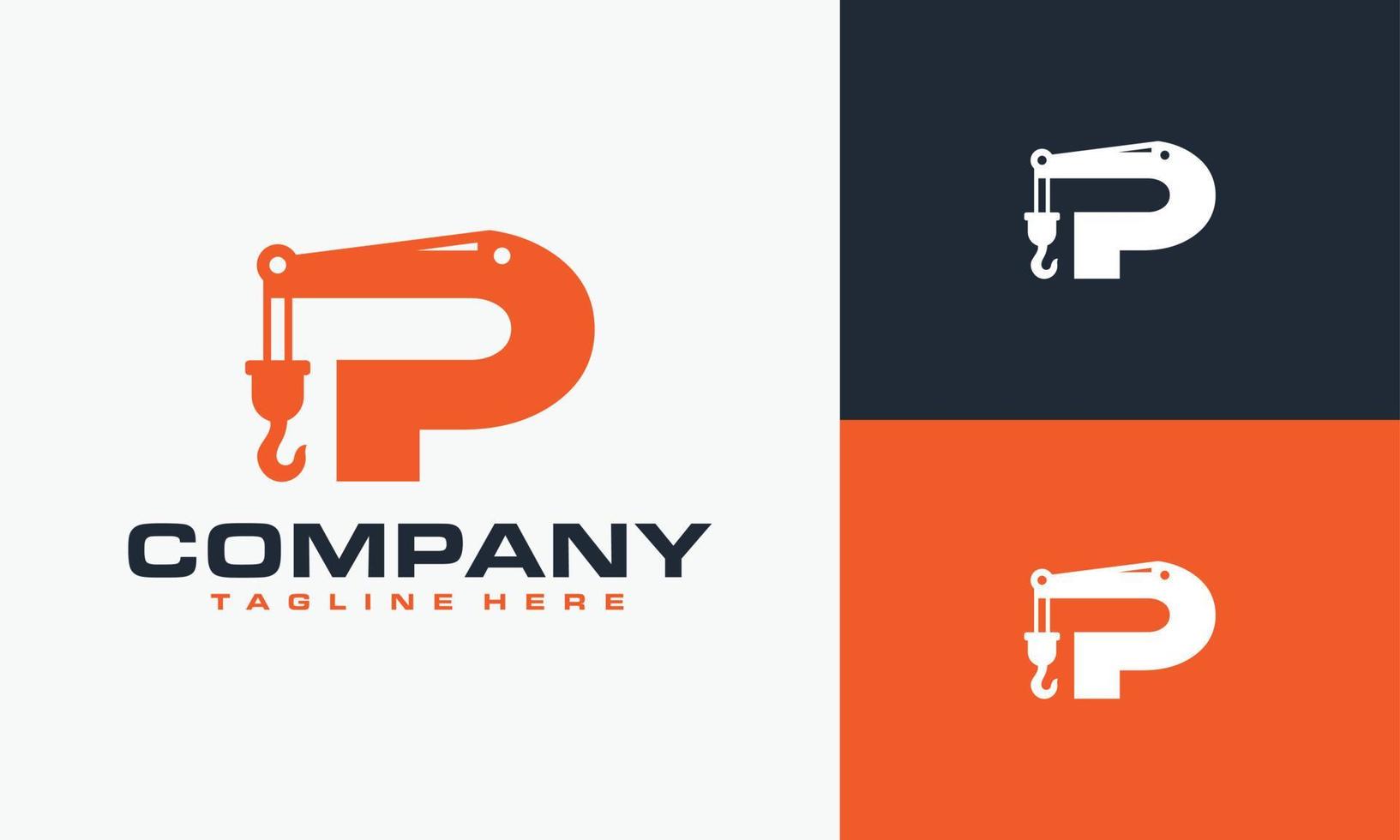 initial P crane logo vector