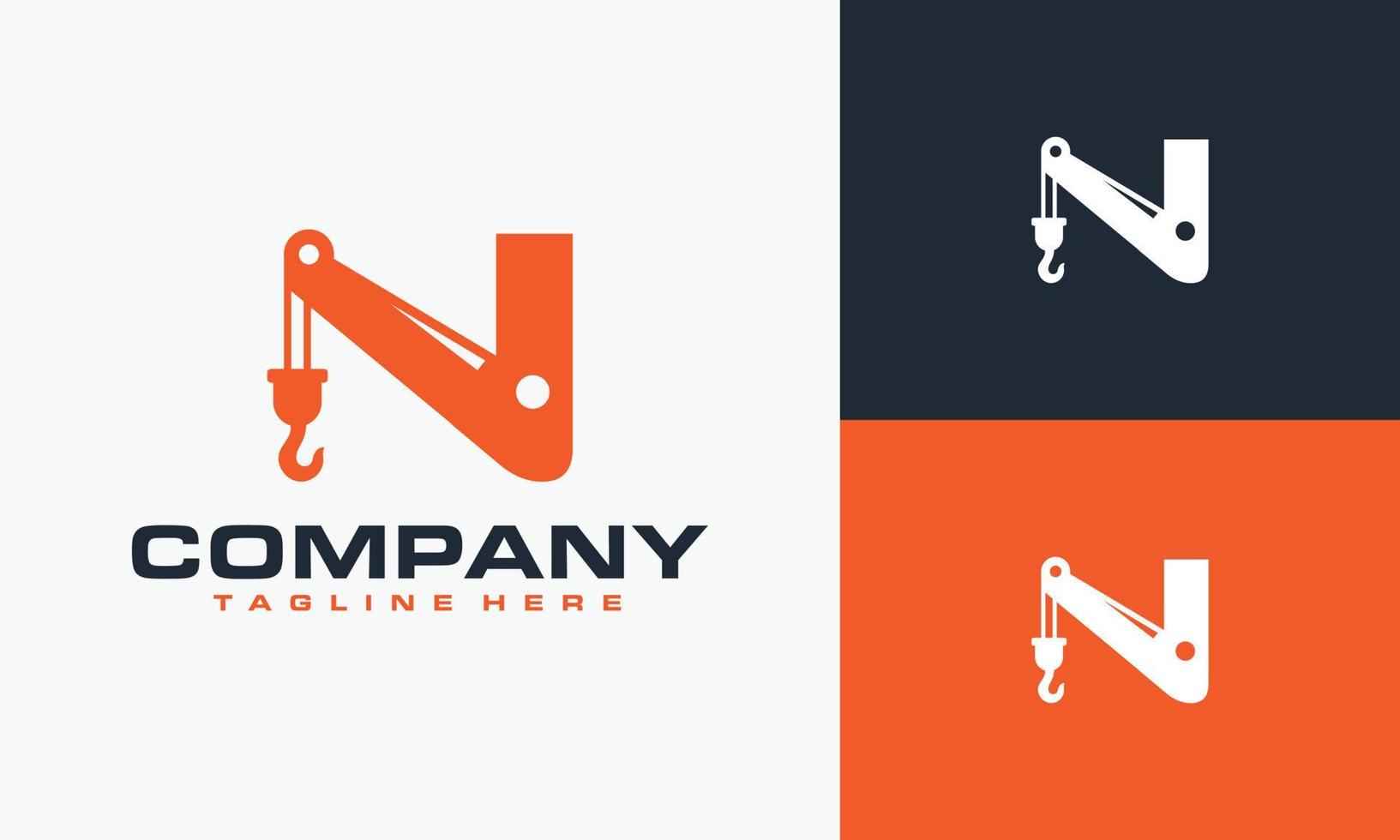 initial N crane logo vector