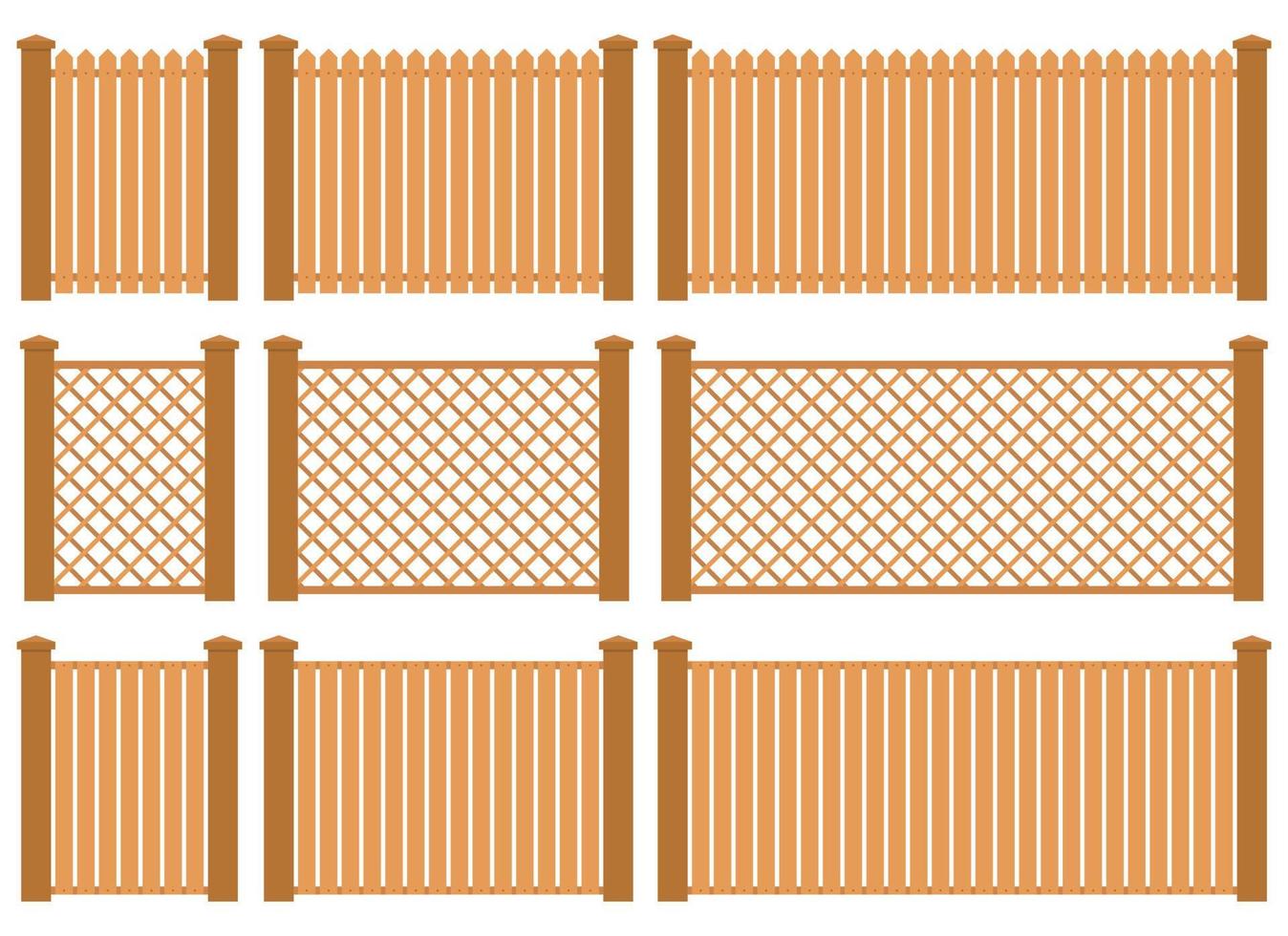 Colored fence in flat style vector illustration isolated on white