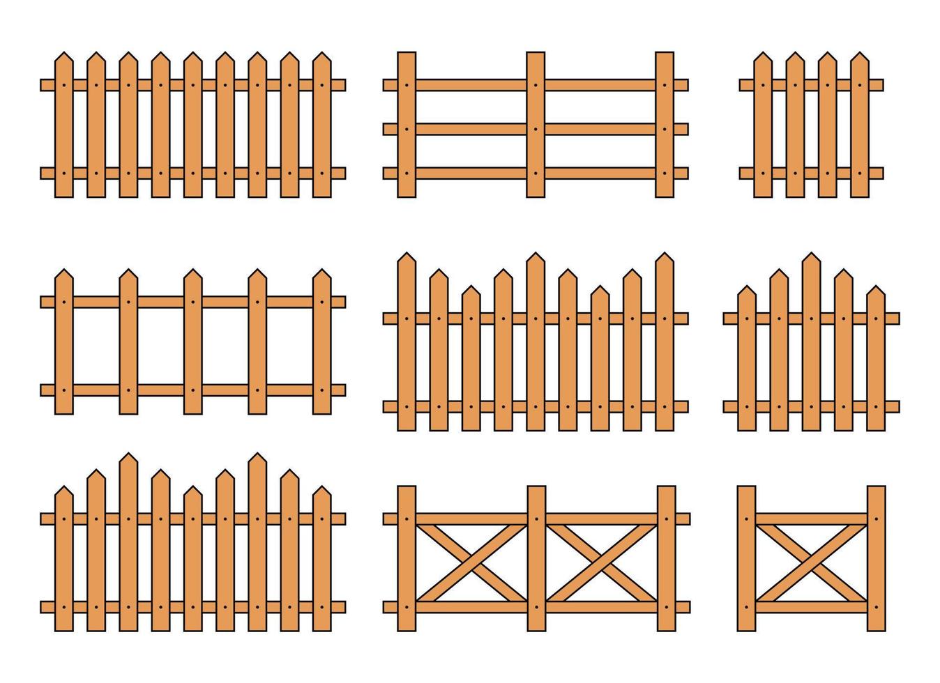 Colored outline fence in flat style vector illustration isolated on white