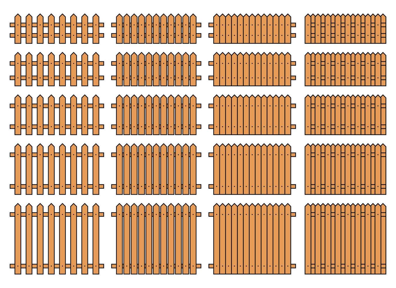 Colored outline fence in flat style vector illustration isolated on white