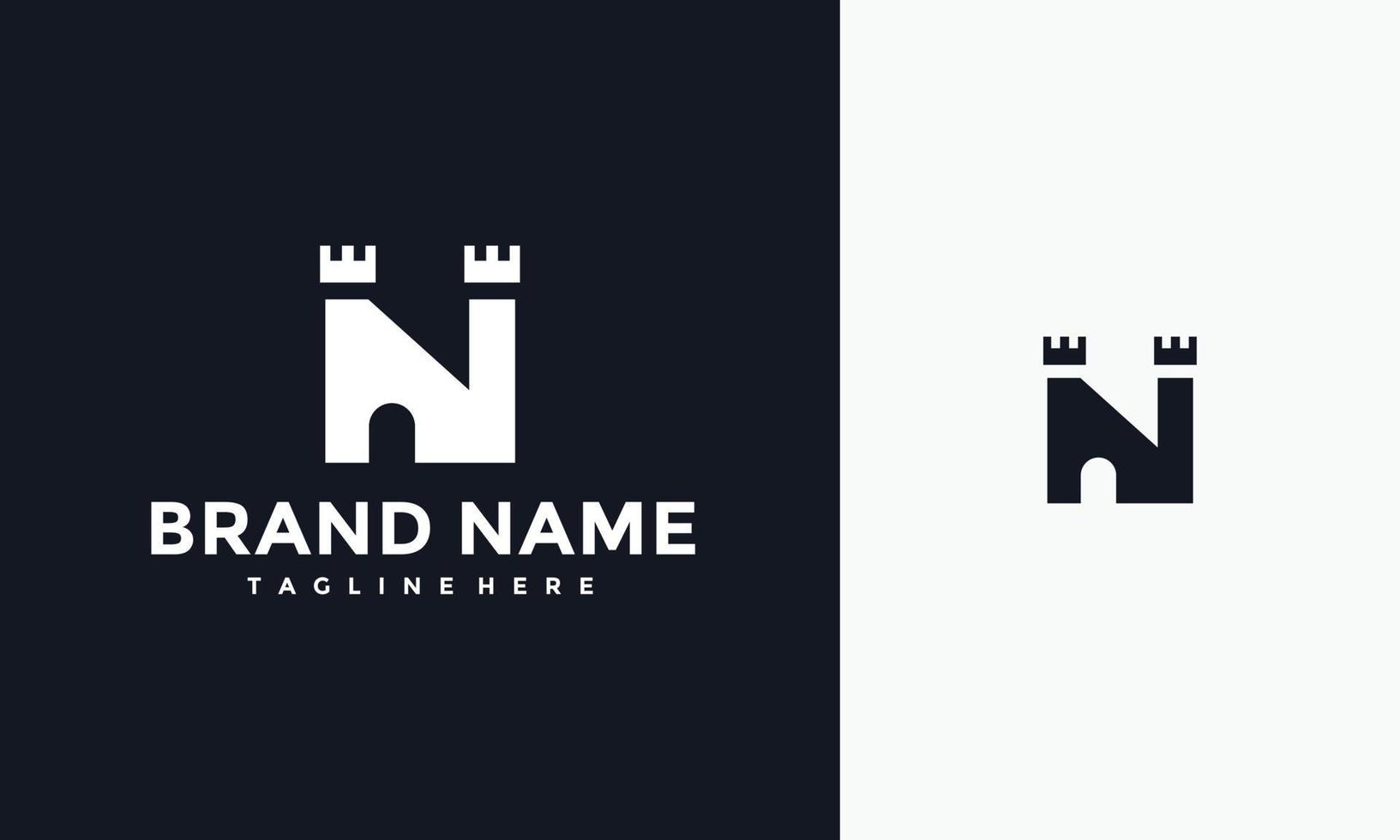 initials N castle logo vector