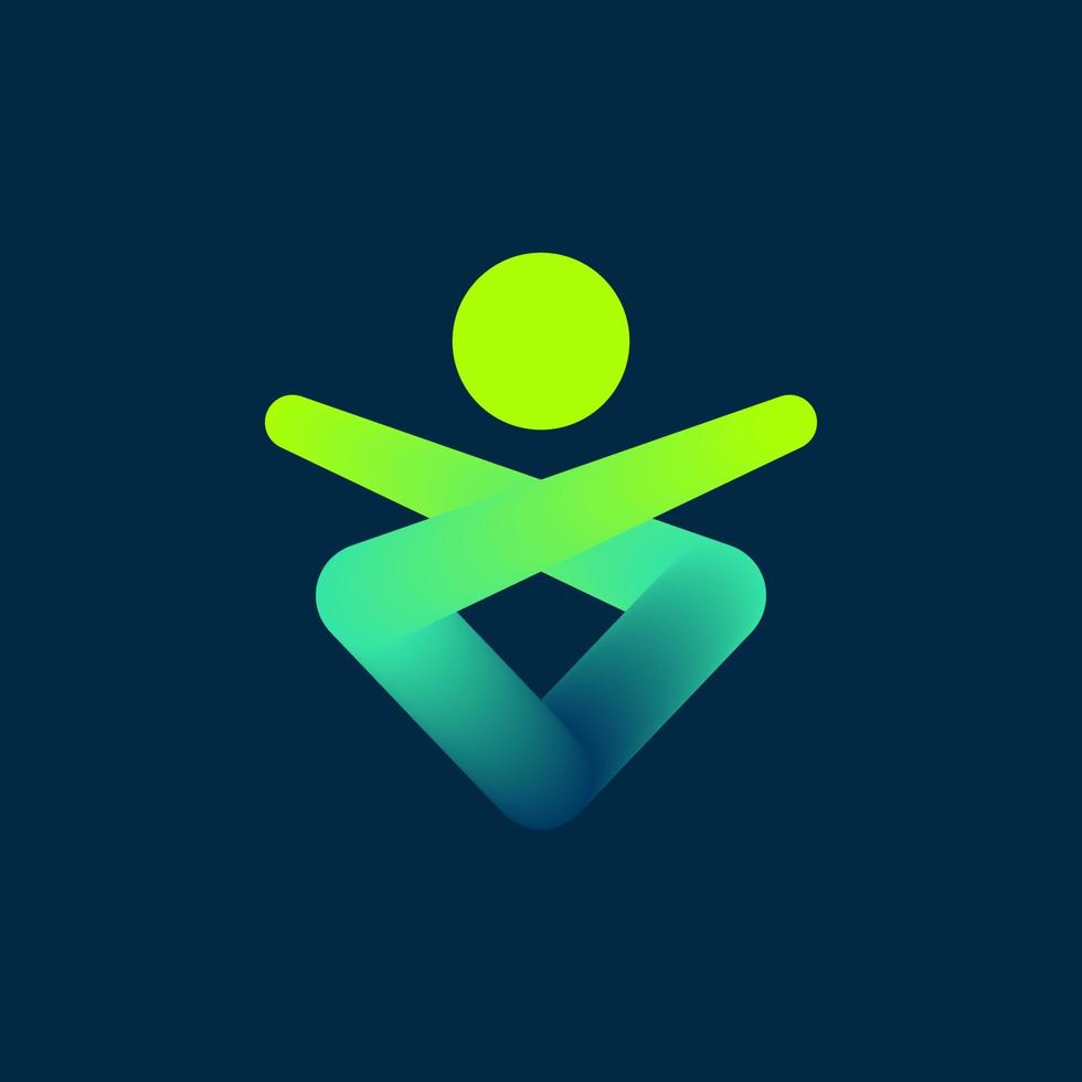 Creative and Vibrant Letter I Logo Design with Green Gradient Style. Simple People Logo with Blend Concept vector