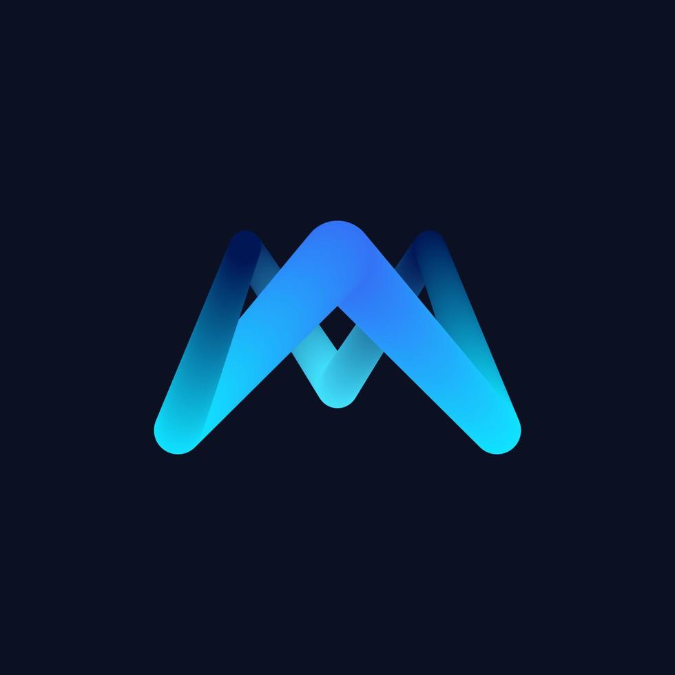 Creative and Vibrant Letter M Logo Design with Blue Gradient Style. M Logo with Blend Concept, Suitable for Business and Technology Logo vector