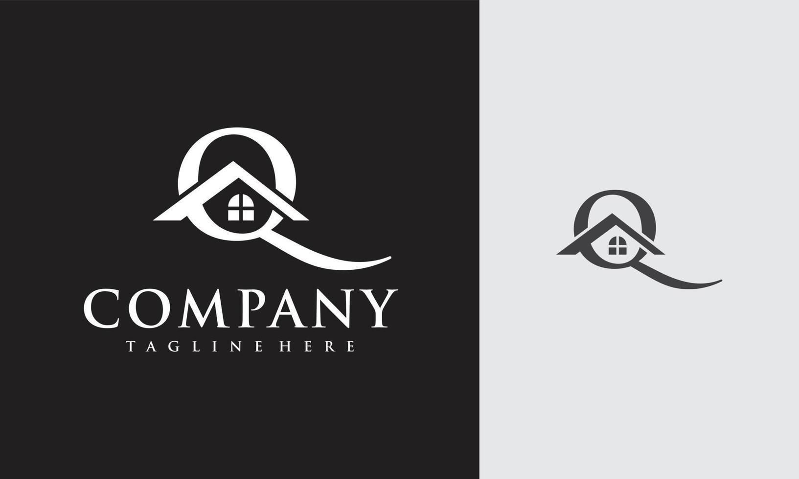 Q letter roof house logo vector