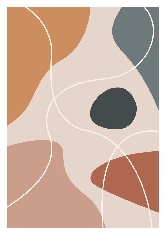 cartel boho con formas y líneas abstractas. arte minimalista contemporáneo. decoración de pared contemporánea. decoración de pared contemporánea. colección de ilustraciones estéticas abstractas minimalistas modernas. vector