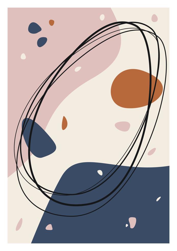 Modern abstract boho poster.  Earth tones organic shapes. Contemporary design for poster, banner,greeting card, flyer, social media post, story. Minimalist mid century style vector Illustration.