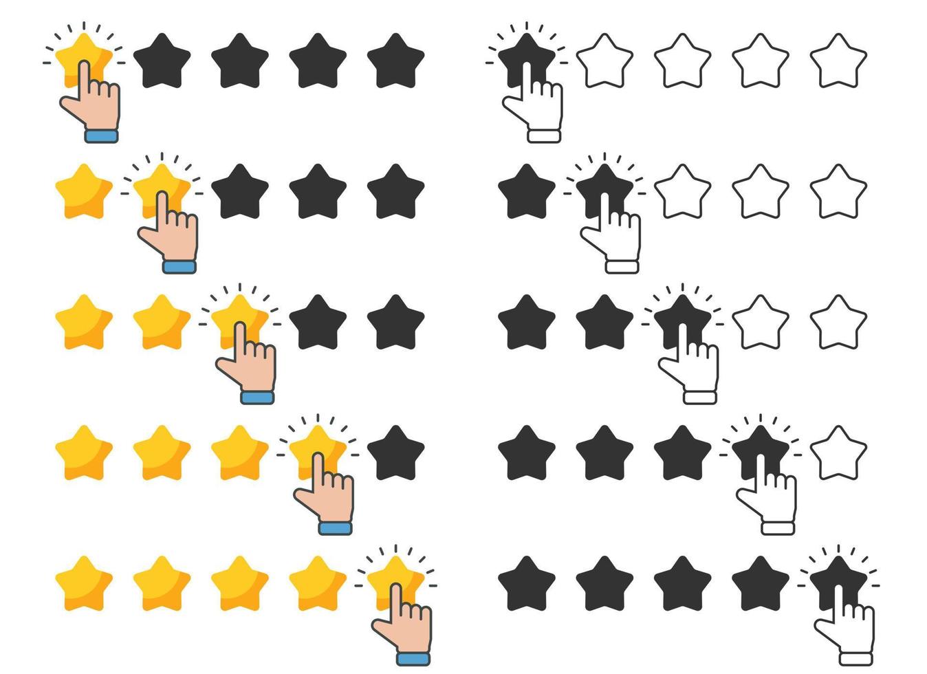 Customer feedback review. Hand give star rating. Rating or service evaluation vector