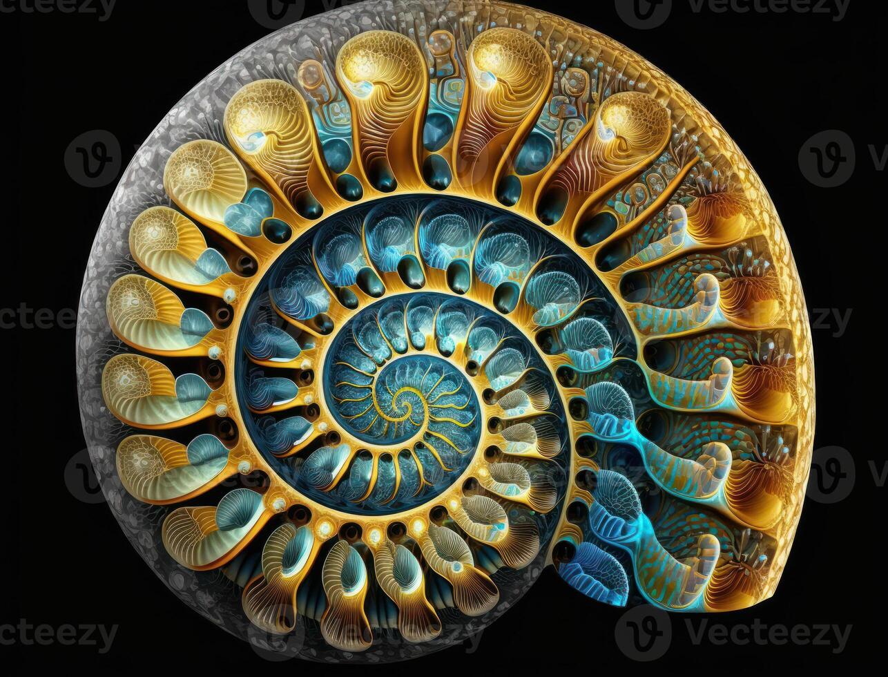 Ammonite fossil background created with technology photo