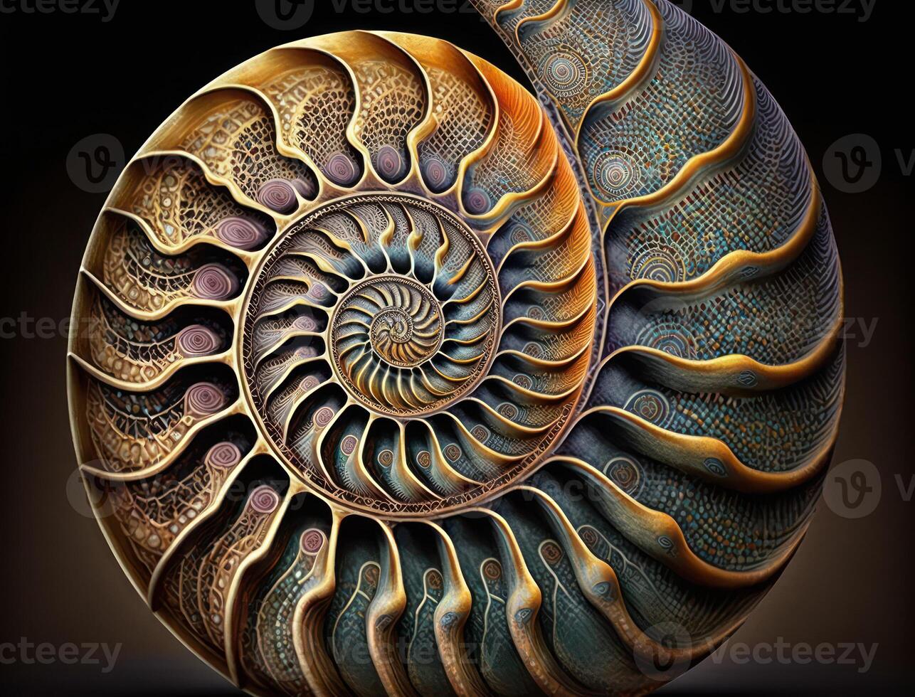 Ammonite fossil background created with technology photo