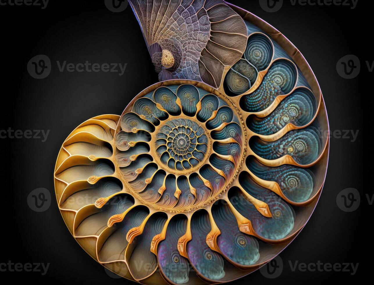 Ammonite fossil background created with technology photo