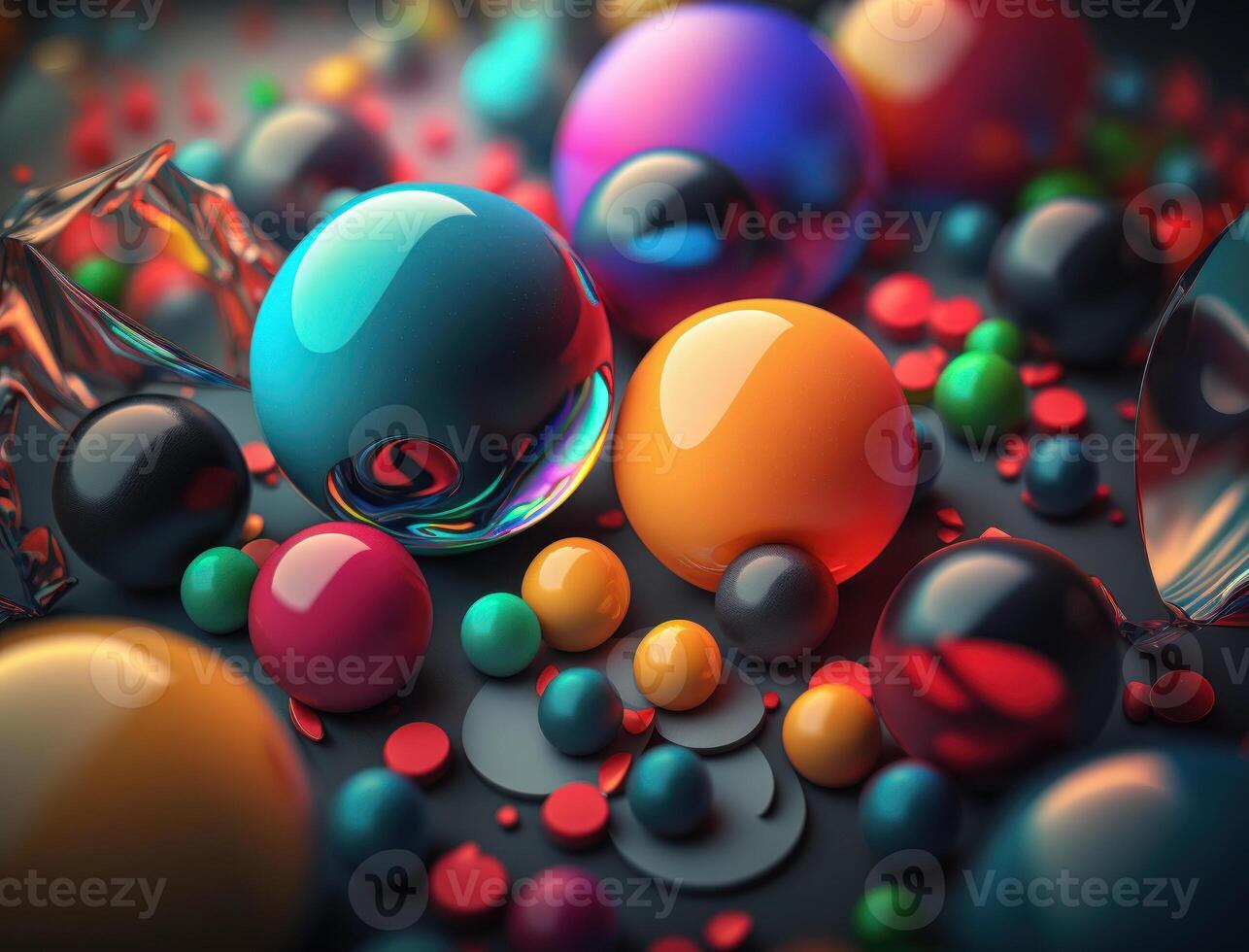 Colorful balls Dynamic liquid shapes background created with technology photo
