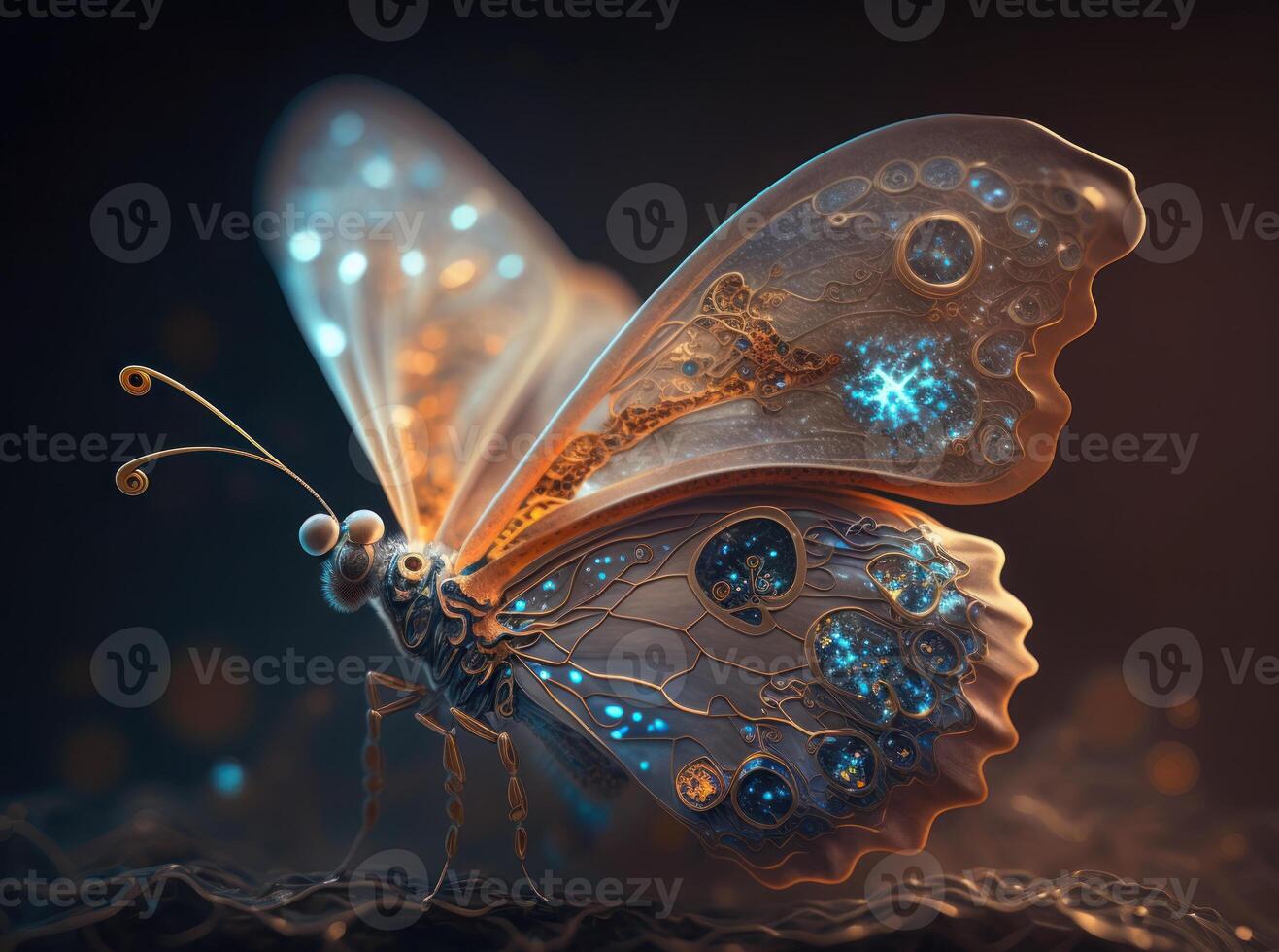 Abstract fantasy colorful butterfly background created with technology photo