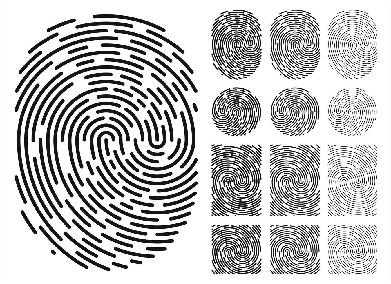 Fingerprint identification symbol icon set in flat style. Security authentication. Vector illustration isolated on white