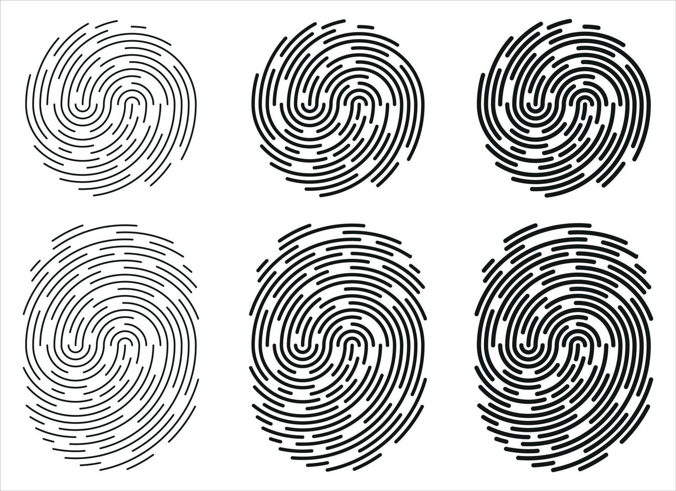 Fingerprint identification symbol icon set in flat style. Security authentication. Vector illustration isolated on white