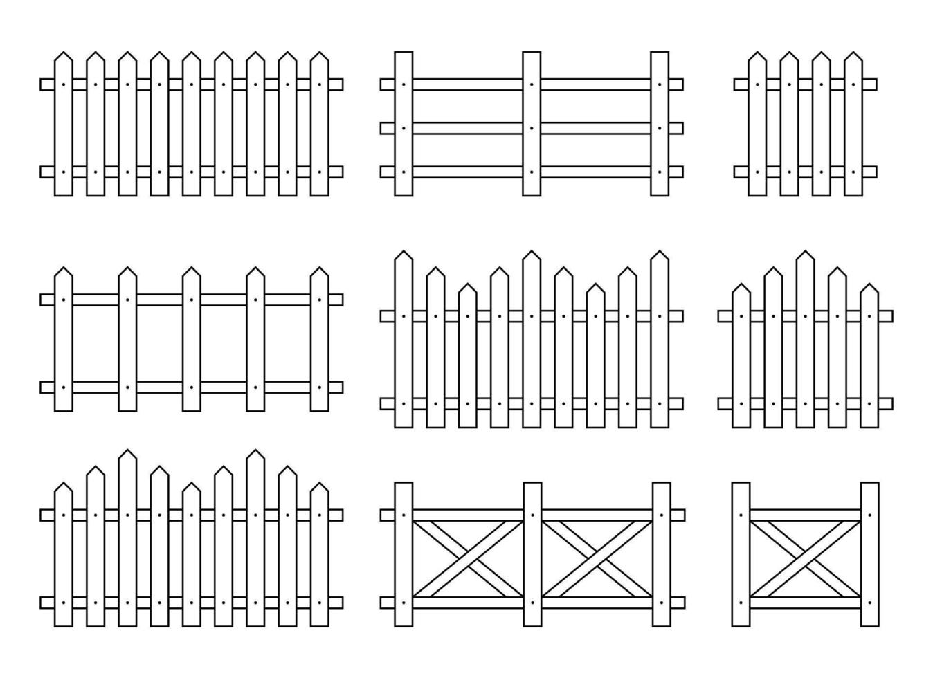 Outline fence in flat style vector illustration isolated on white