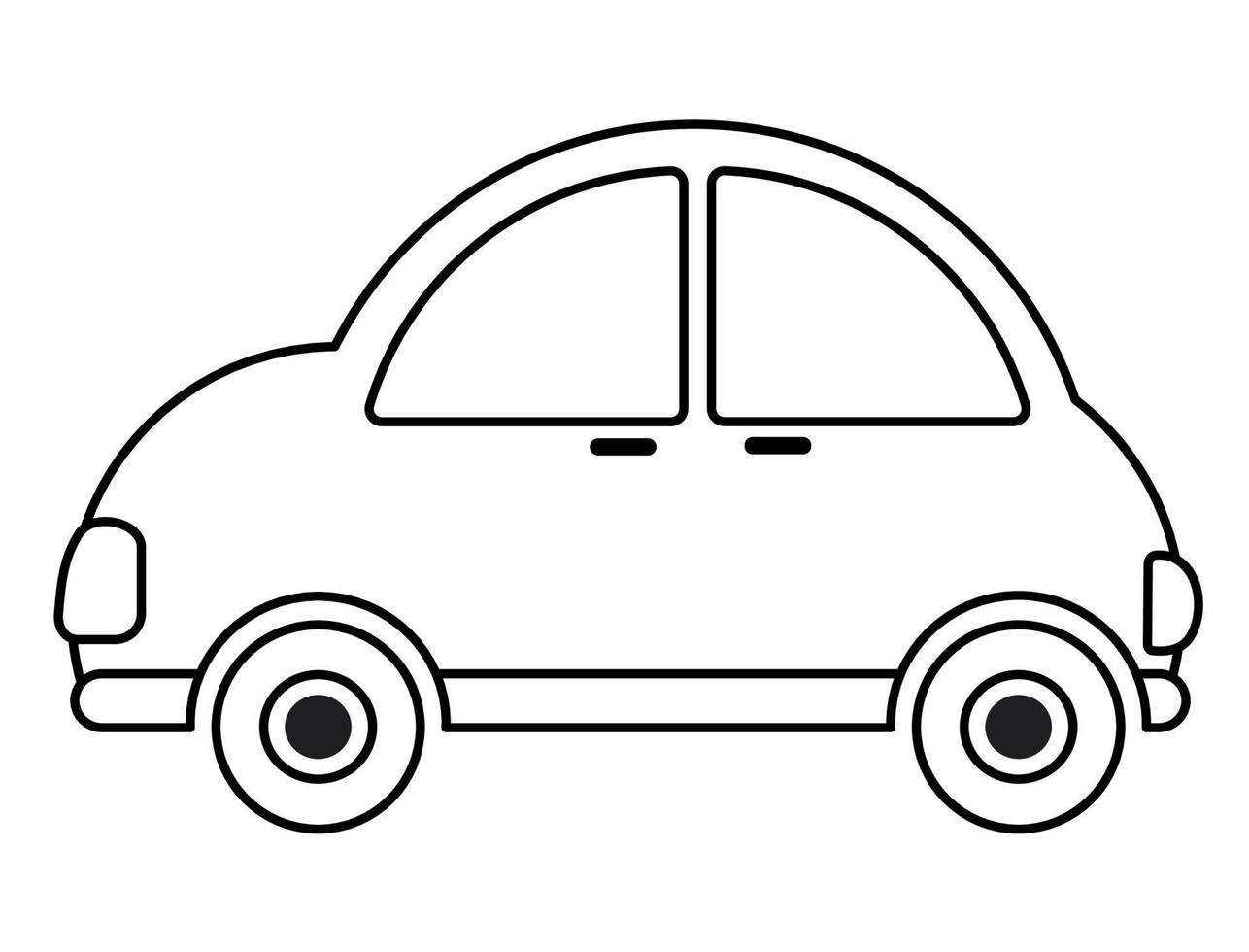 Car in Line Icon Clipart Cartoon Vector Illustration