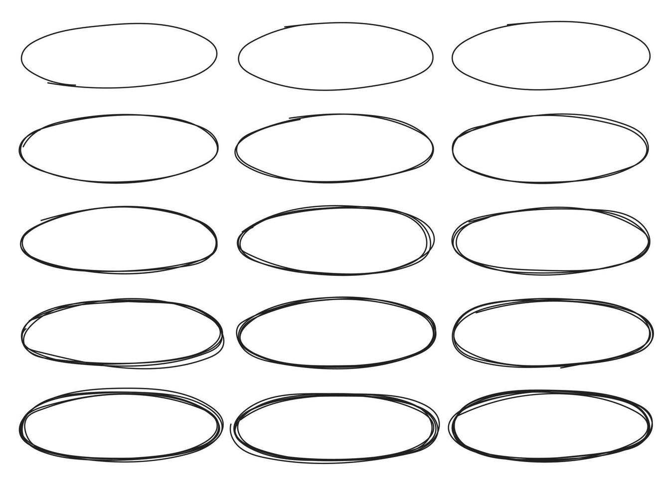 Hand drawn circle highlighting vector set isolated on white