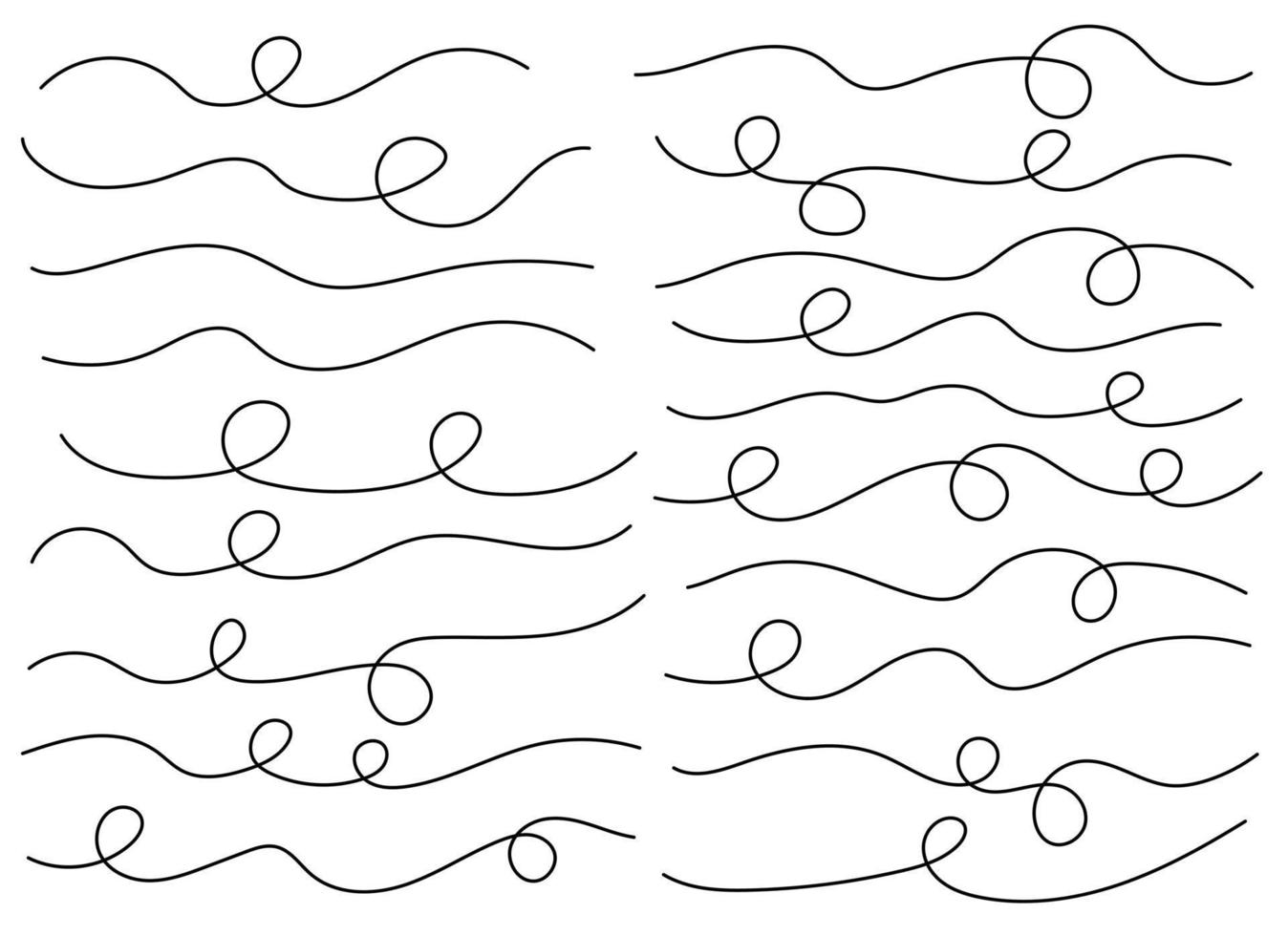 Hand drawn curved line shape. Curved line icon collection. Vector illustration isolated on white background