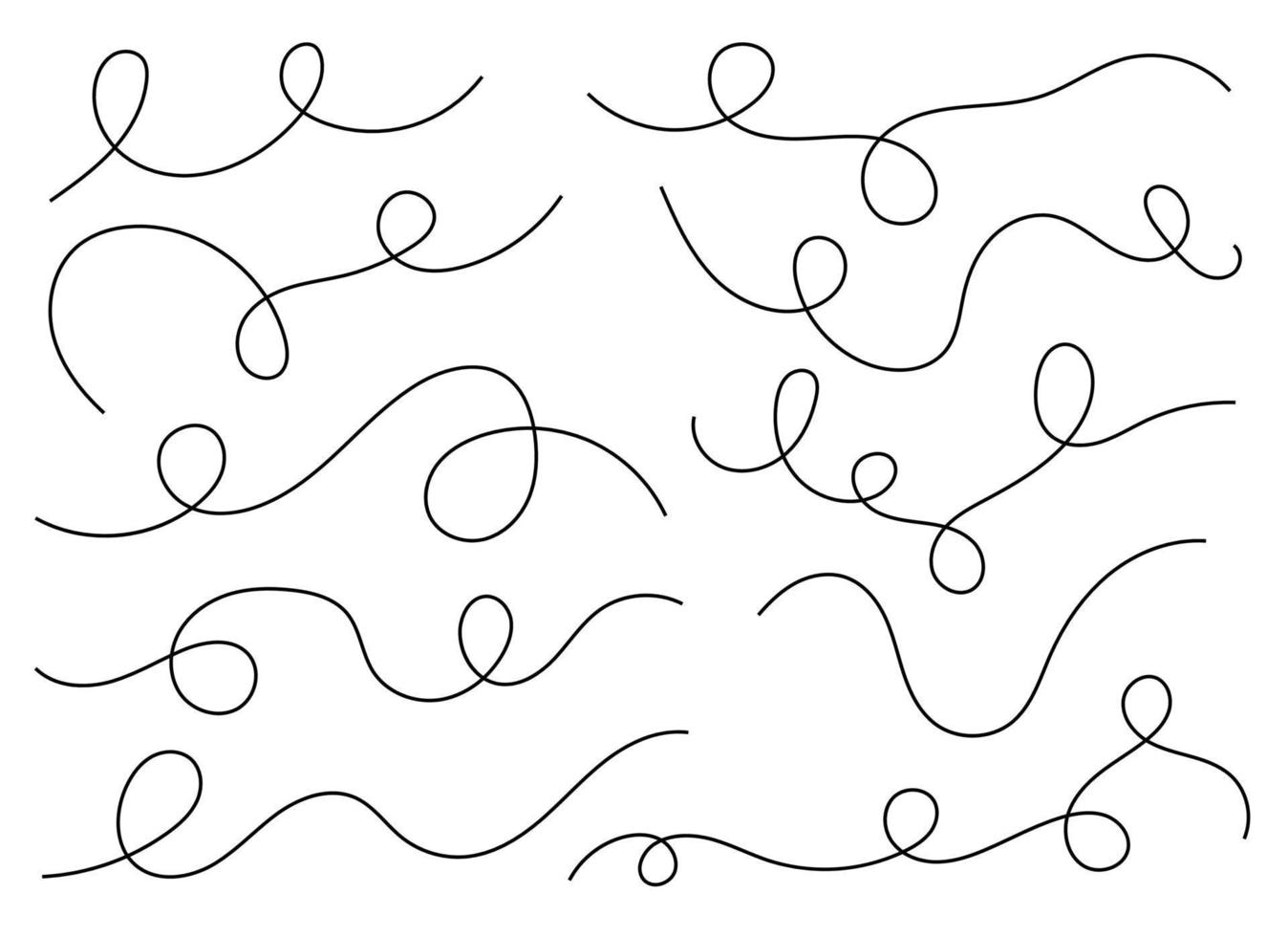 Hand drawn curved line shape. Curved line icon collection. Vector illustration isolated on white background