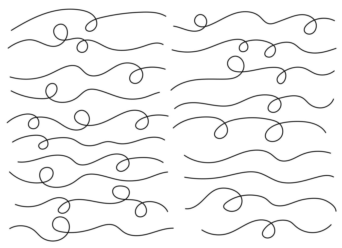 Hand drawn curved line shape. Curved line icon collection. Vector illustration isolated on white background