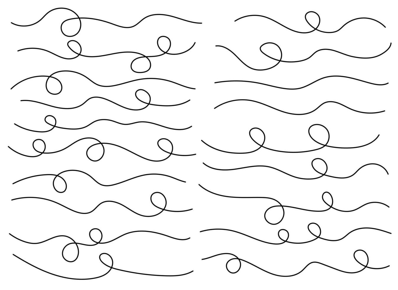 Hand drawn curved line shape. Curved line icon collection. Vector illustration isolated on white background