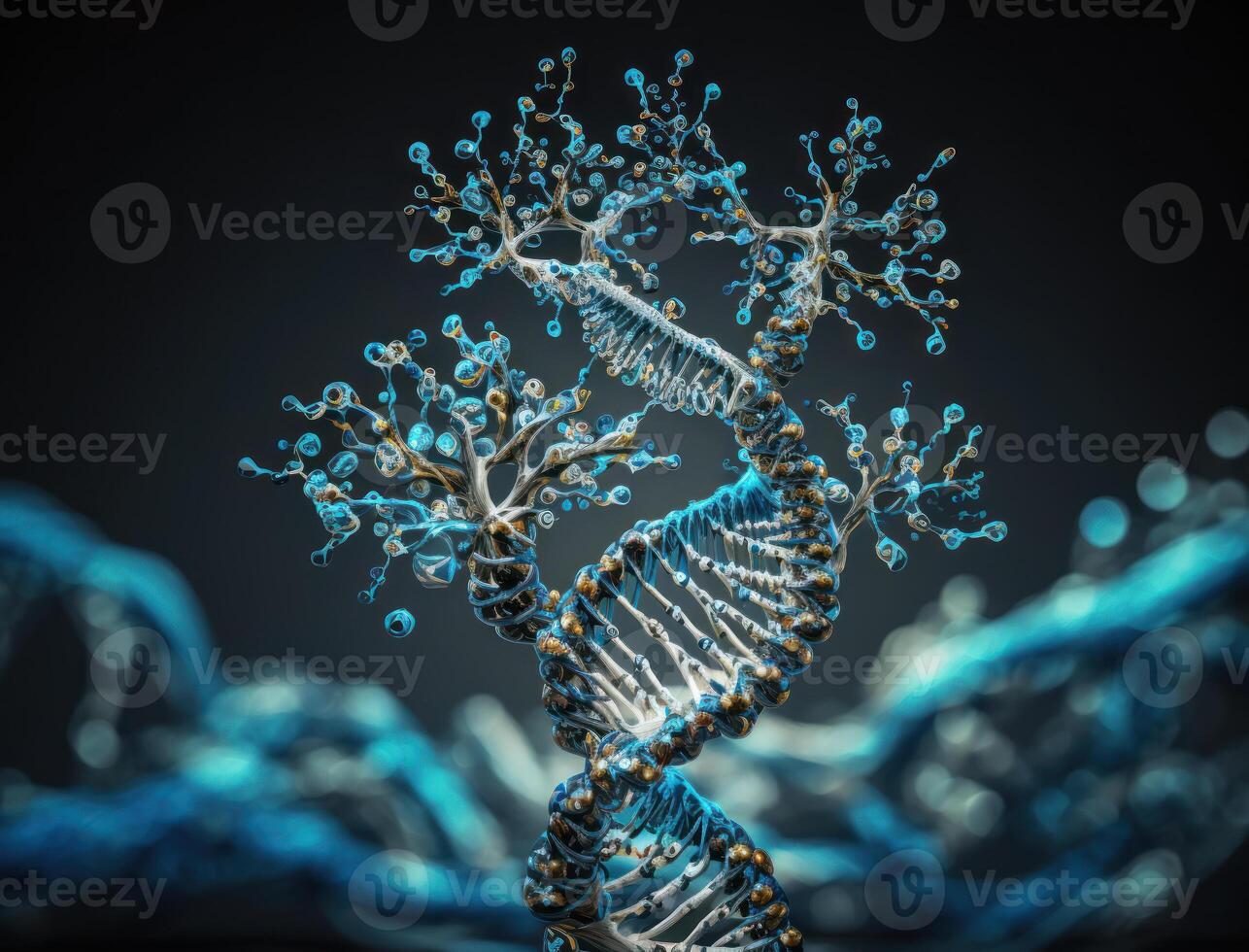 dna structure background created with technology photo