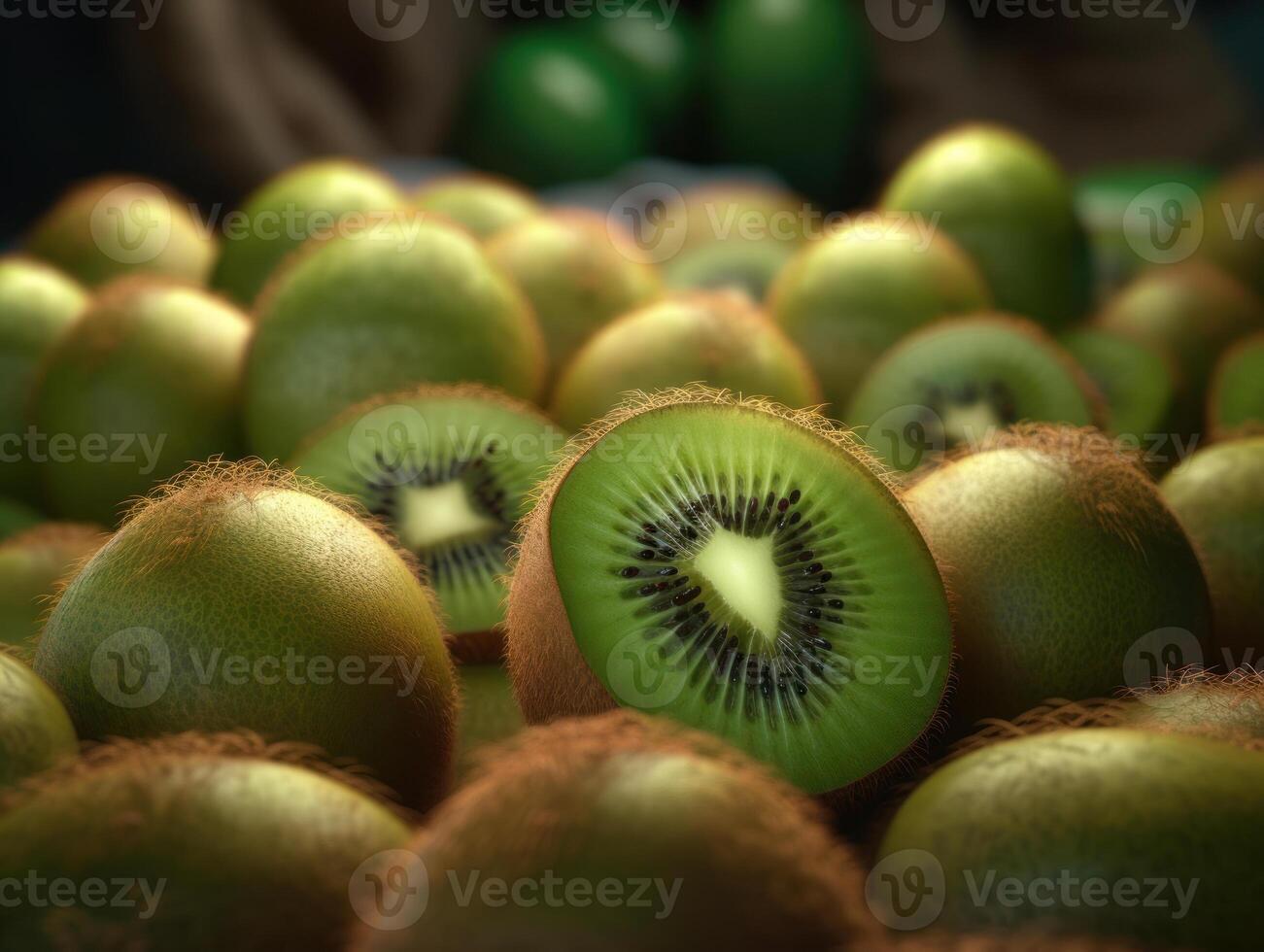 Beautiful organic background of freshly picked kiwi created with technology photo