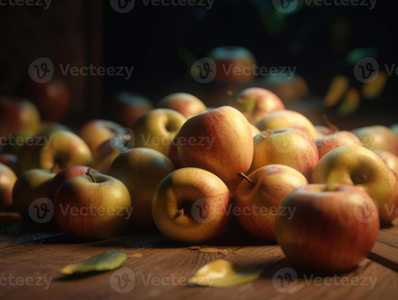 Beautiful organic background of freshly picked apples created with technology photo