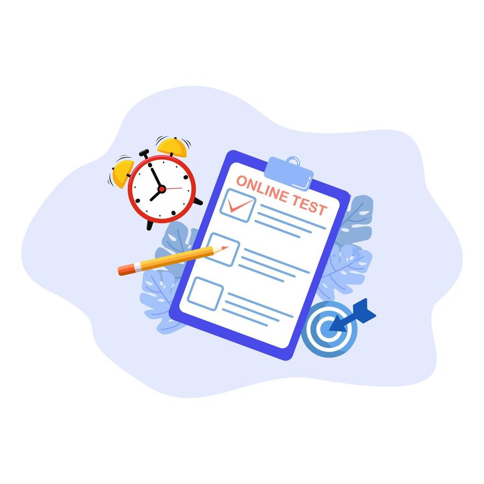 Vector online test and checking answers of student tests quizzes employee questionnaires with a time period