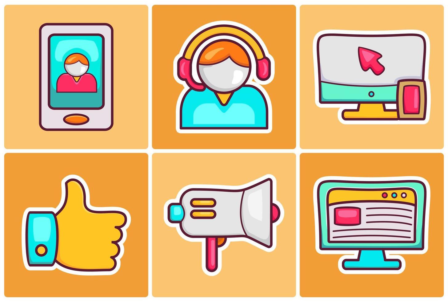 Vector startup sticker icons doodle coloring
