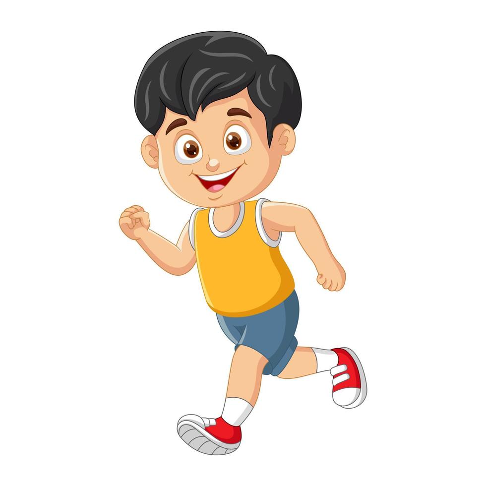 vector de dibujos animados niño feliz corriendo