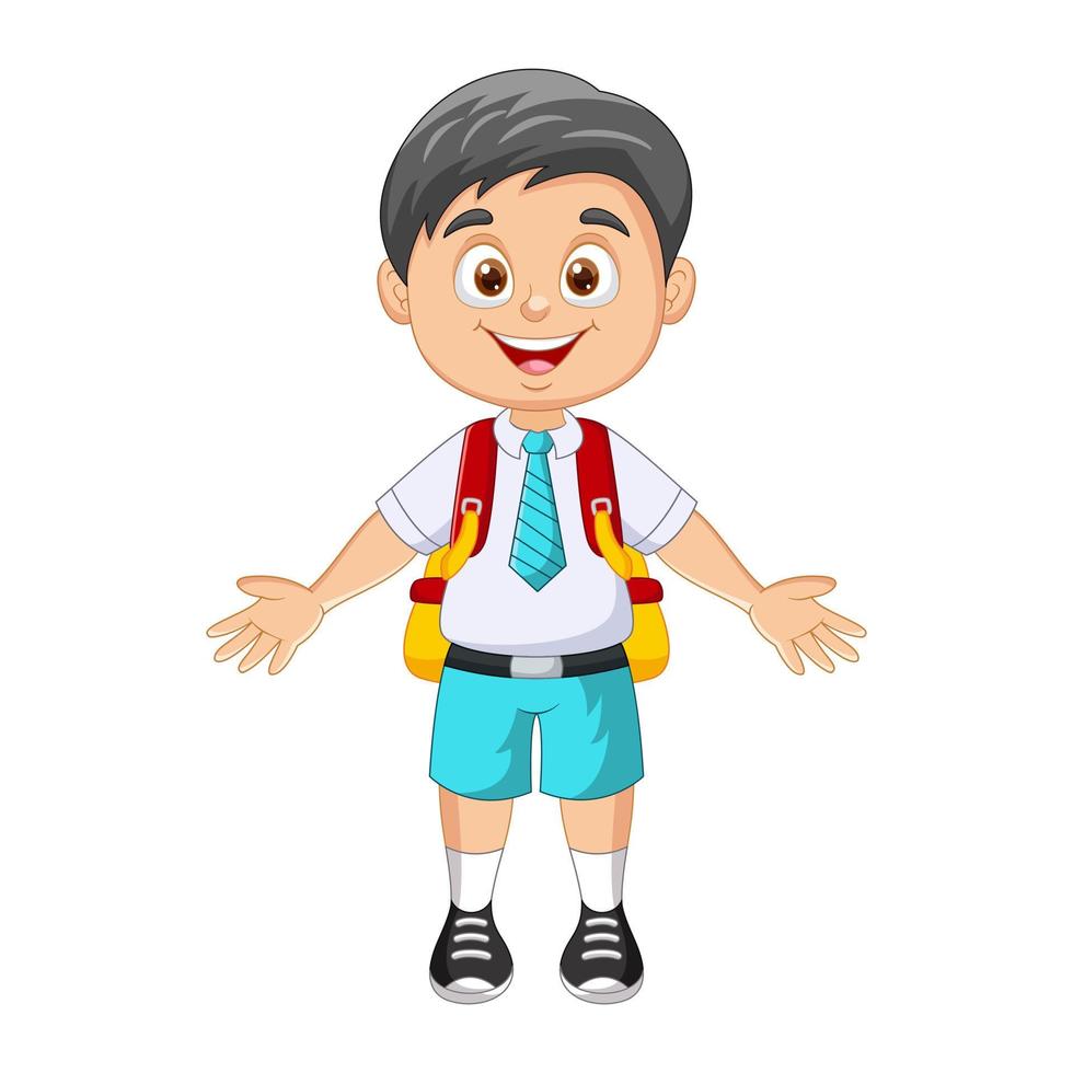 Vector cartoon happy school boy in uniform