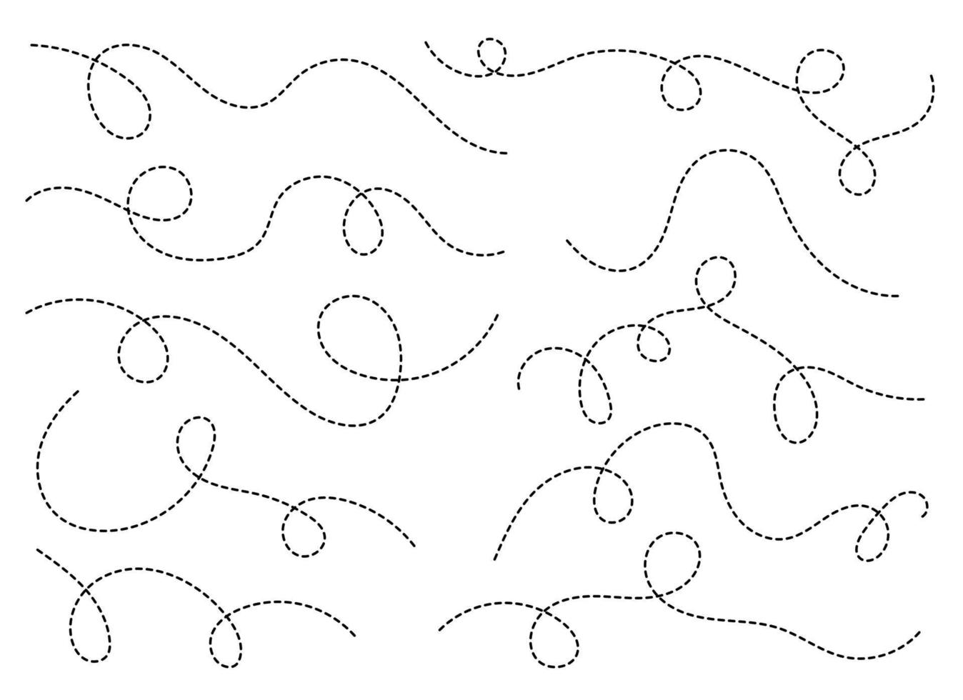 mano dibujado punteado curvo línea forma. curvo línea icono recopilación. vector ilustración aislado en blanco antecedentes