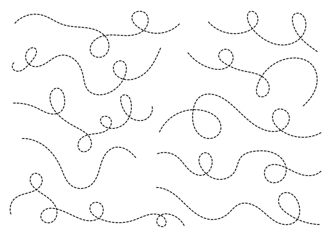 mano dibujado punteado curvo línea forma. curvo línea icono recopilación. vector ilustración aislado en blanco antecedentes