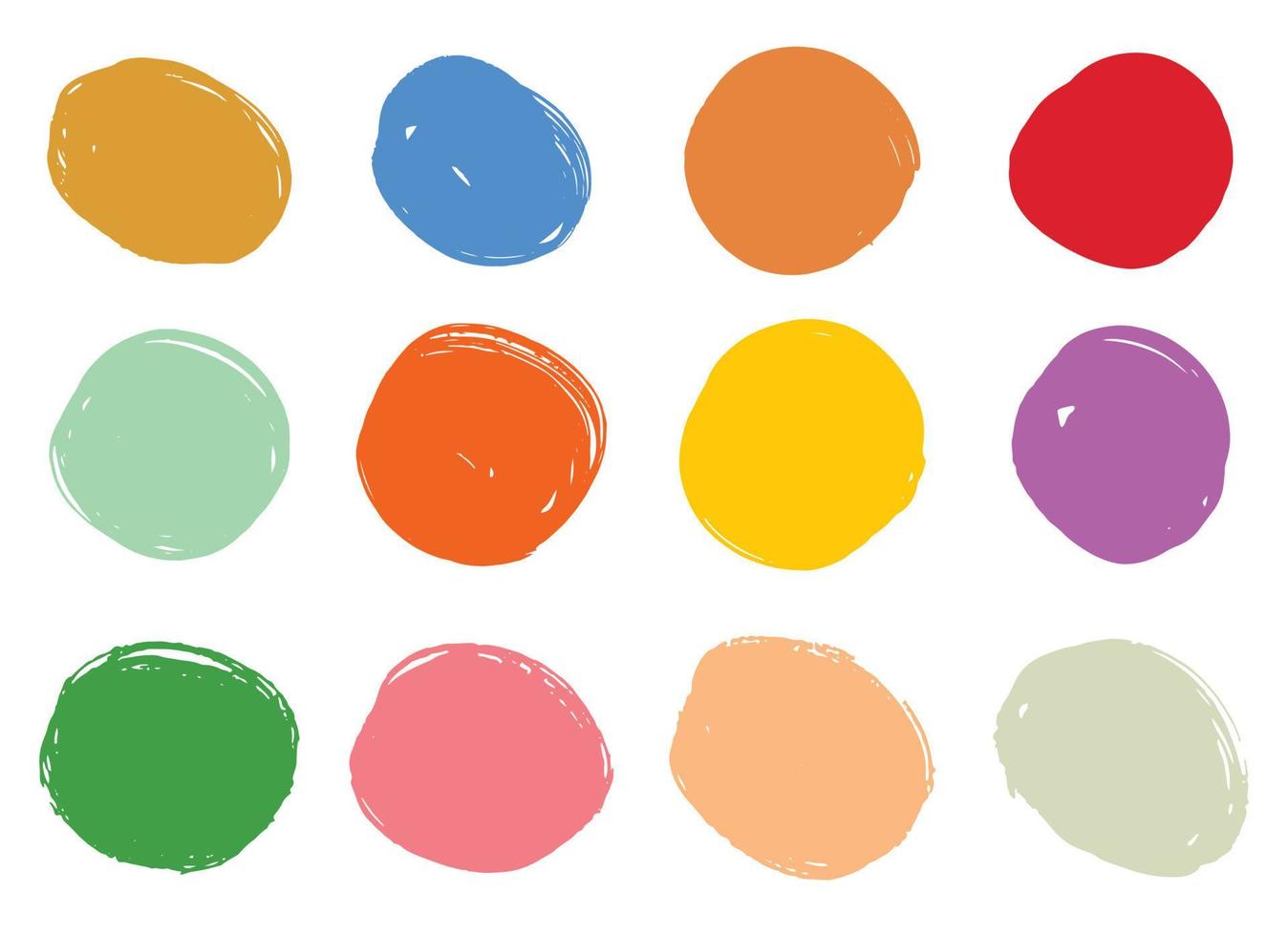Hand drawn colored watercolor round spots and stains vector illustration