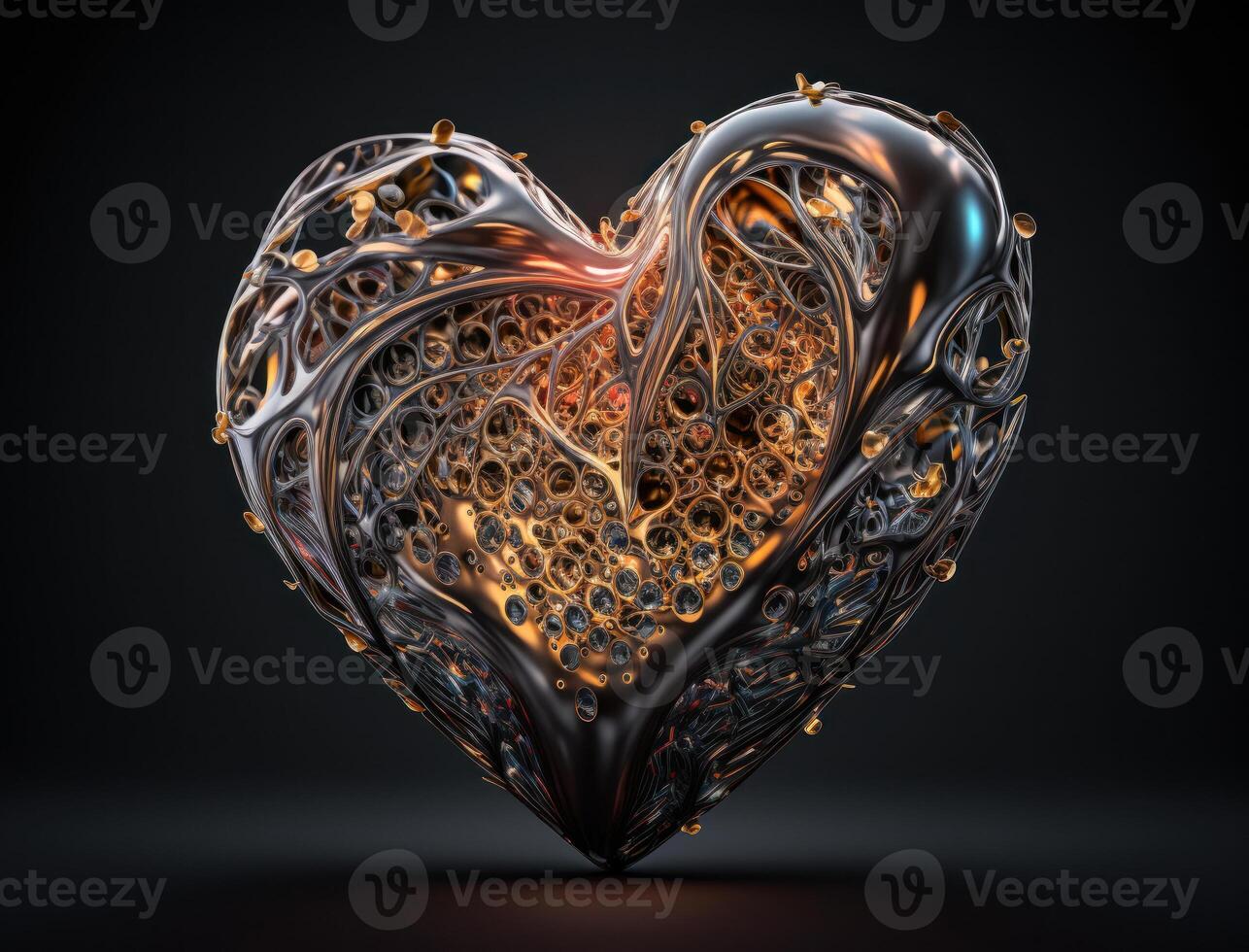 Realistic translucent heart shaped crystal zircon, natural gemstone technology photo