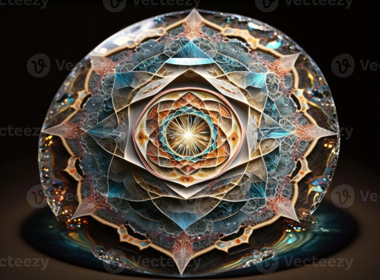 Fractal mandala Sacred geometry background created with technology photo