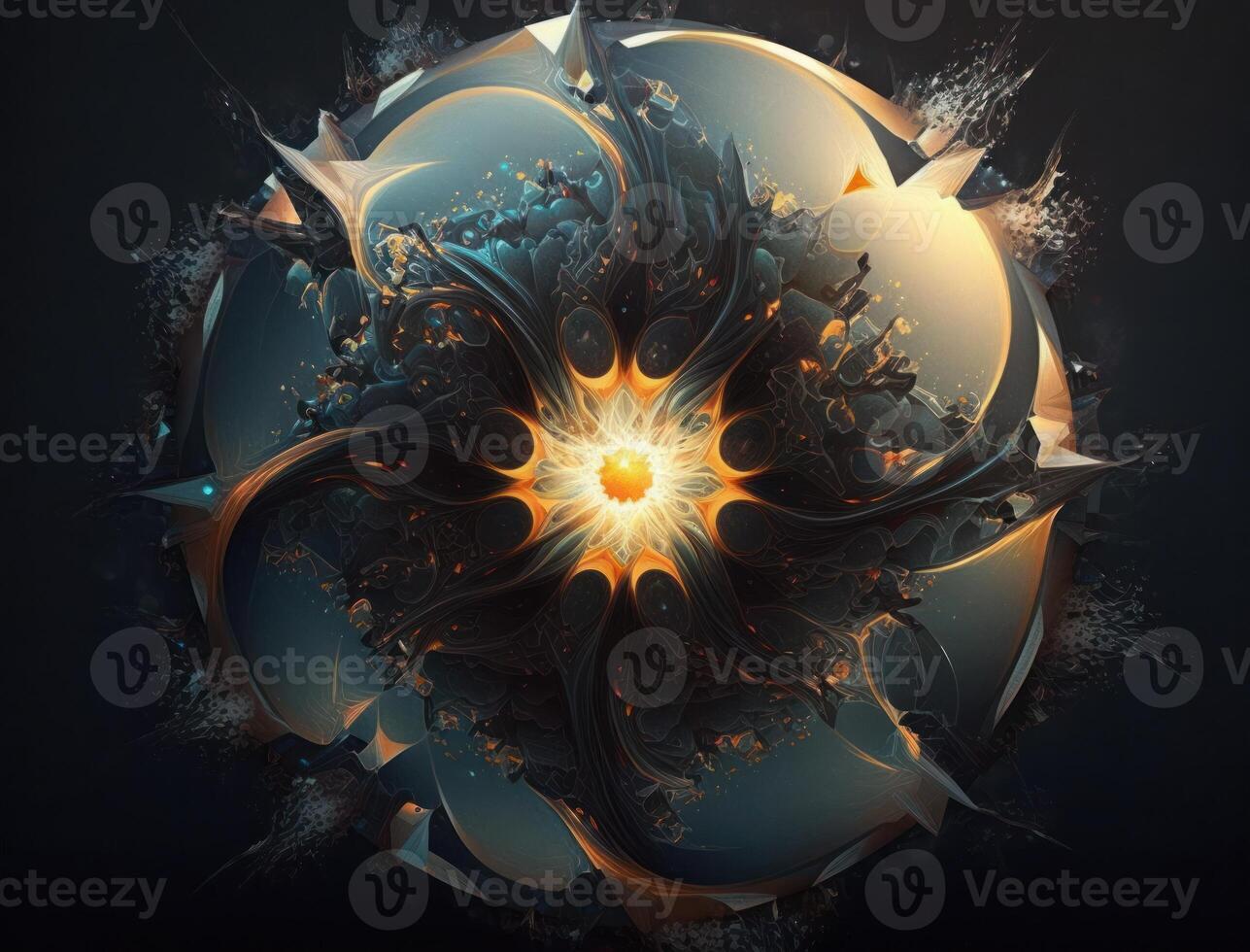 Fractal mandala Sacred geometry background created with technology photo