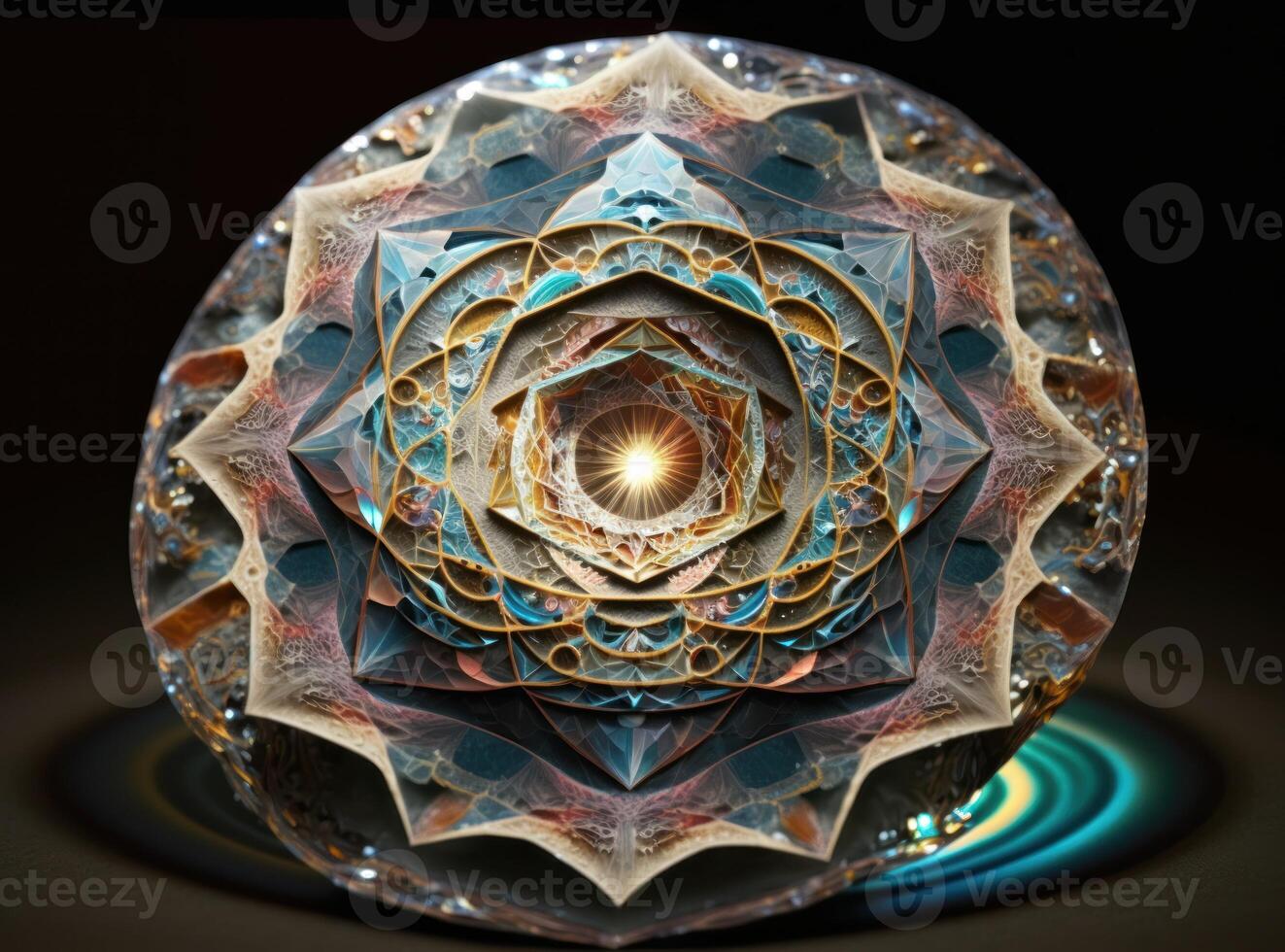 Fractal mandala Sacred geometry background created with technology photo