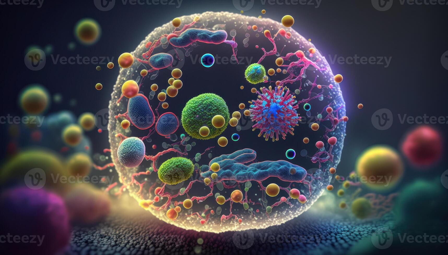 Bacteria and virus cells World under the microscope created with technology photo