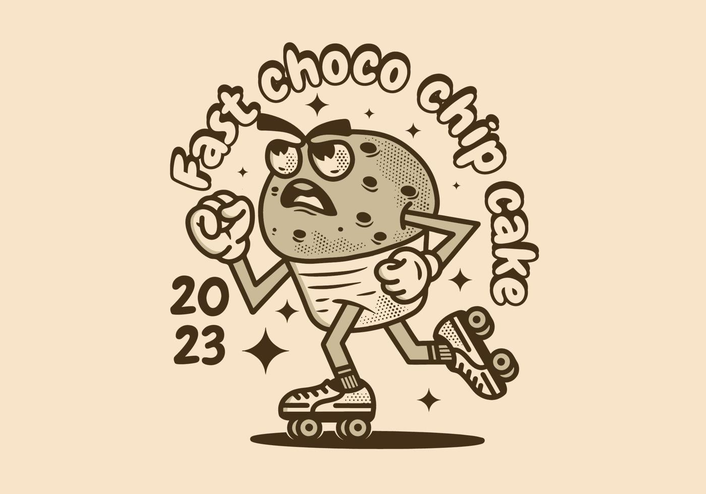 Mascot character illustration of a cup cake playing roller skates vector