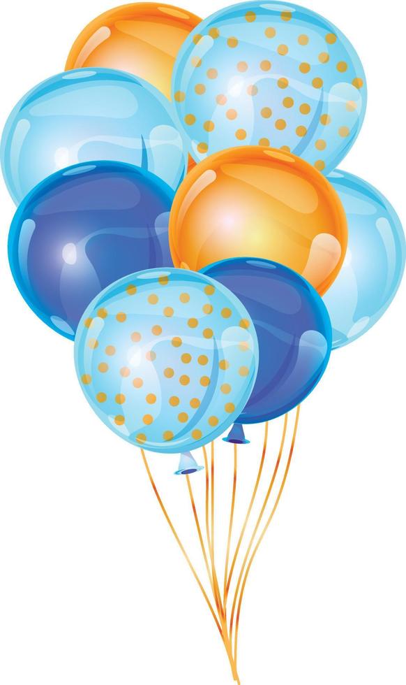 Baby shower blue balloons, it's a boy. Vector illustrations for invitations, greeting cards, posters